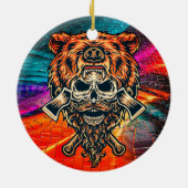 Lumberjack Schädelbär - Wilder Erlebnisgeist Keramik Ornament (Hinten)