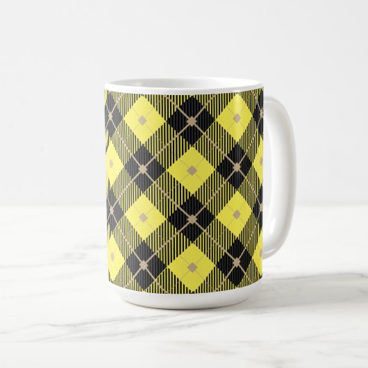 Lumberjack Schwarz Gelb Kariertes Muster Kaffeetasse (VorderseiteRechts)