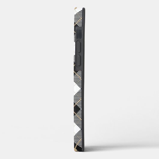 Lumberjack Schwarz-weißes Kariertes Muster Case-Mate iPhone Hülle (Rückseite / Links)