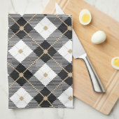 Lumberjack Schwarz-weißes Kariertes Muster Geschirrtuch (Viertel Falte)