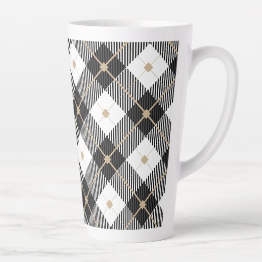 Lumberjack Schwarz-weißes Kariertes Muster Milchtasse (Rechts)