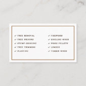 Lumberjack Services Visitenkarte (Rückseite)