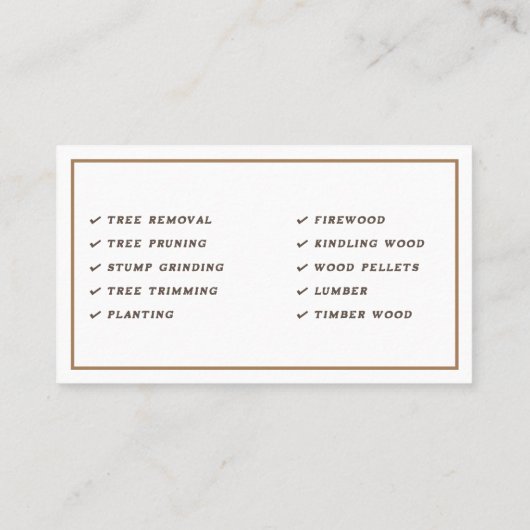 Lumberjack Services Visitenkarte (Rückseite)