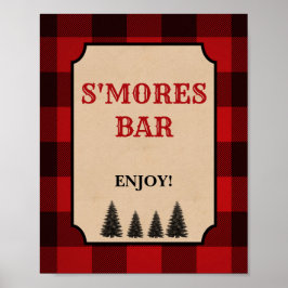 Lumberjack S'mores Bar Party Schild Rot Kariert