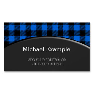 Lumberjack Style - blau Stoff + Ihre Ideen Magnetische Visitenkarte