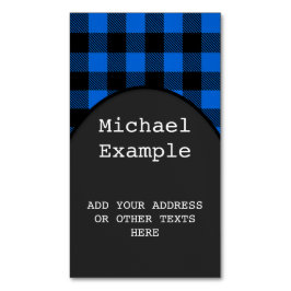 Lumberjack Style - blau Stoff + Ihre Ideen Magnetische Visitenkarte