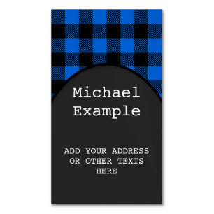 Lumberjack Style - blau Stoff + Ihre Ideen Magnetische Visitenkarte