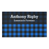 Lumberjack Style - blau Stoff + Ihre Ideen Namenschild (Vorderseite)