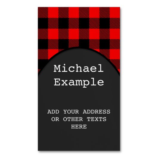 Lumberjack Style - roter Stoff + Ihre Ideen Magnetische Visitenkarte (Vorderseite Vertikal)
