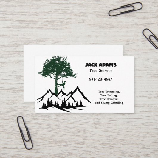 Lumberjack Tree Service Business Card Visitenkarte (Vorderseite/Rückseite Beispiel)