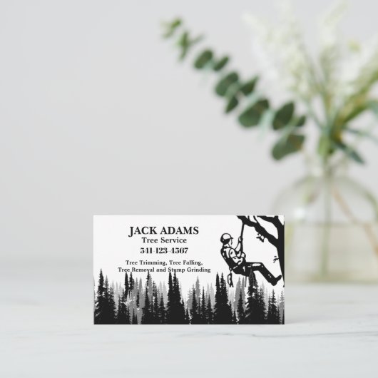 Lumberjack Tree Service Business Card Visitenkarte (Stehend Vorderseite)