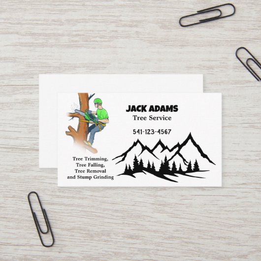 Lumberjack Tree Service Business Card Visitenkarte (Vorderseite/Rückseite Beispiel)