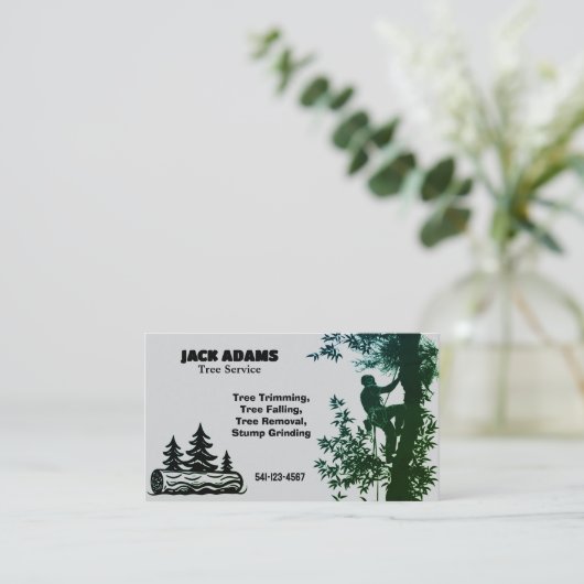 Lumberjack Tree Service Business Card Visitenkarte (Stehend Vorderseite)
