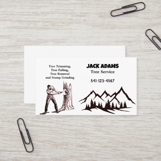 Lumberjack Tree Service Business Card Visitenkarte (Vorderseite/Rückseite Beispiel)