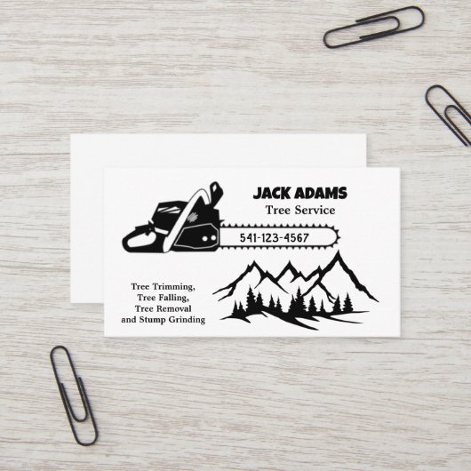 Lumberjack Tree Service Business Card Visitenkarte (Vorderseite/Rückseite Beispiel)
