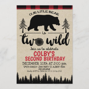 Lumberjack Two Wild Bear 2. Geburtstag Einladung