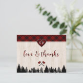 LumberJack und Jill Wedding Jubiläum Danke Postkarte (Stehend Vorderseite)