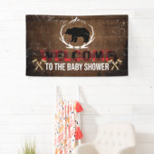 Lumberjack Welcome Baby Dusche Holz Kariert Banner (Insitu)