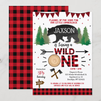 Lumberjack Wild Ein erster Geburtstag Einladungen