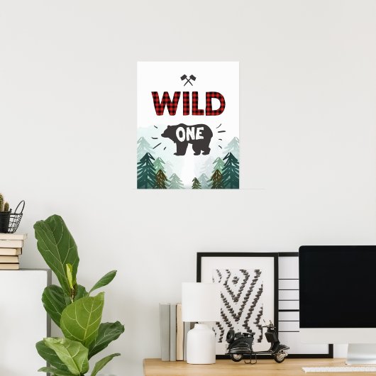 Lumberjack Wild One Forest Trees Wild One Sign Poster (Heimbüro)