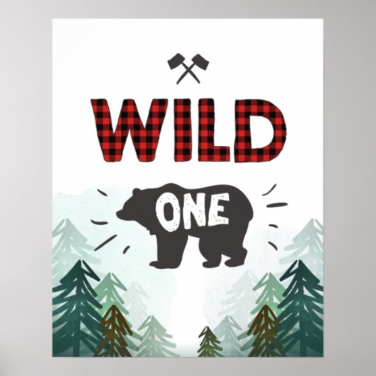 Lumberjack Wild One Forest Trees Wild One Sign Poster (Vorne)