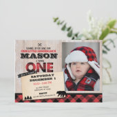 Lumberjack Wilderness Erster Geburtstag Einladung (Stehend Vorderseite)