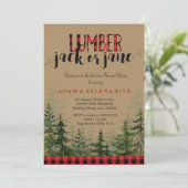 Lumberjack Winter Gender Reveal Party Einladung (Stehend Vorderseite)
