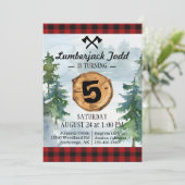Lumberjack Wood Stump Forest Wilderness Geburtstag Einladung (Stehend Vorderseite)