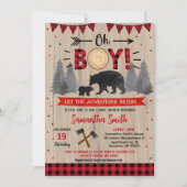 Lumberjack Woodland Bear Baby Shower Einladungen (Vorderseite)