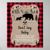 Lumberjack Woodland Bear Don't Say Baby Game Poster (Vorne)