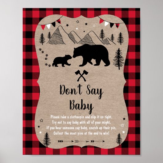 Lumberjack Woodland Bear Don't Say Baby Game Poster (Vorne)
