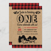 Lumberjack Woodland Boy Einladung zum ersten Gebur (Vorne/Hinten)