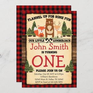 Lumberjack Woodland Geburtstagsparty Einladung