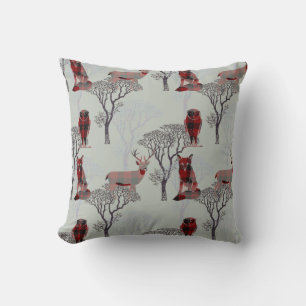 Lumberjack Woodland Tiere Personalisiert Kariert Kissen
