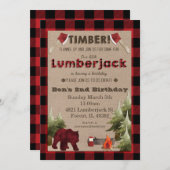Lumberjack zum Geburtstag Einladung (Vorne/Hinten)