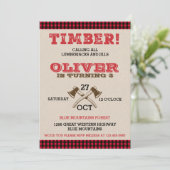 Lumberjack zum Geburtstag Einladung (Stehend Vorderseite)