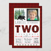 Lumberjack Zweite Geburtstagsparty Einladungen (Vorne/Hinten)