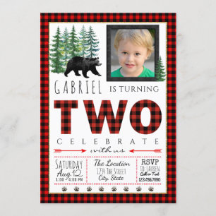 Lumberjack Zweite Geburtstagsparty Einladungen