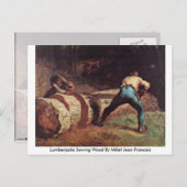 Lumberjacks Sawing Wood by Millet Jean-Francois Postkarte (Vorne/Hinten)
