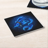 Lumenfin Neonblauer Fantasy-Fisch Rechteckiger Pappuntersetzer (angewinkelt)