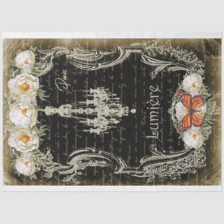 Lumière et Pivoines Chandelier & Peonies Decoupage Seidenpapier