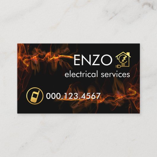 Luminescent Red Lightning Wave Electrician Visitenkarte (Vorderseite)