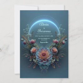 Lumineszenter blauer Halo Mitternachts-Teal-Blüten Einladung