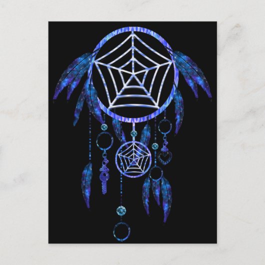 Lumineszenz Blue Tribal Dreamcatcher Postkarte (Vorderseite)