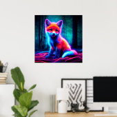 Lumineszenz Fuchs Tier tief dunkle Wälder Poster (Heimbüro)