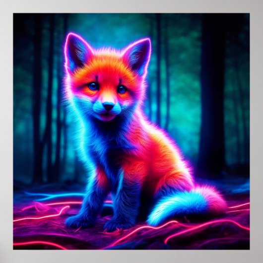 Lumineszenz Fuchs Tier tief dunkle Wälder Poster (Vorne)