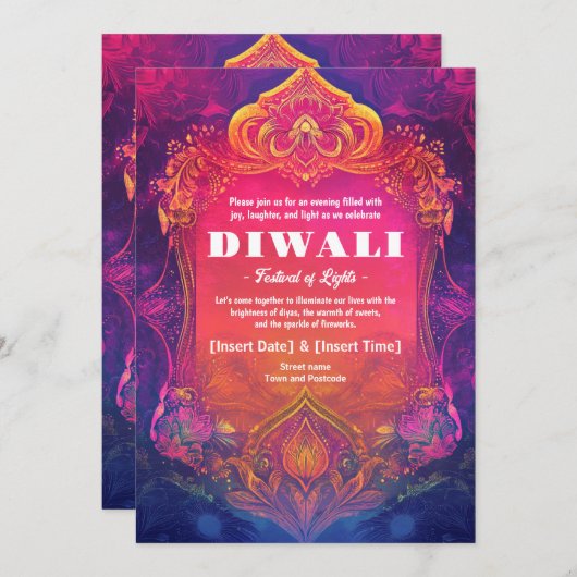 Lumineszenz Lotus Einladung (Vorne/Hinten)