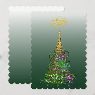 Lumineszierender grüner Weihnachtsbaum Klapp-Weihn Einladung