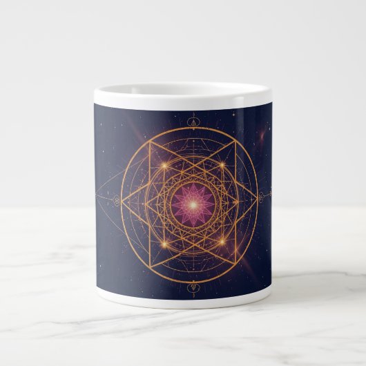 Lumineszierendes Mandala der goldenen Harmonie Jumbo-Tasse (Vorderseite)