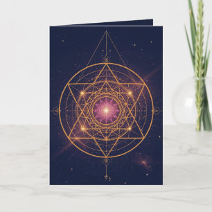 Lumineszierendes Mandala der goldenen Harmonie Karte